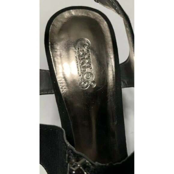 Carlos By Carlos Santana Black Pursuit Wedge Sandals With Zipper Closure Size 9 - Picture 4 of 5